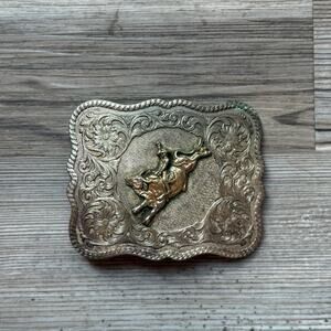 Montana Silversmiths Rodeo Belt Buckle Cowboy on Horse Western Vintage